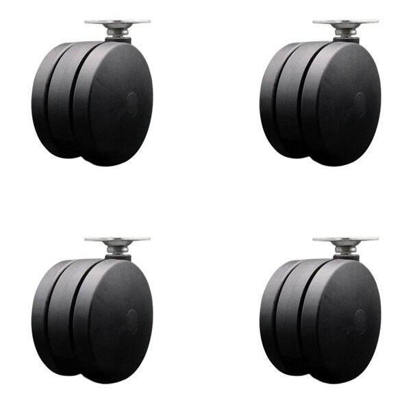 4'' Extra Large Heavy Duty Twin Wheel Caster Top Plate , 4PK
